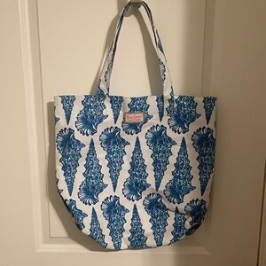 Lilly Pulitzer Blue and White Seashell Tote